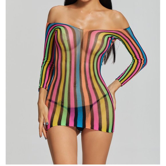 Fun pajamas colorful long-sleeved hip one-piece net suit sexy uniform temptation - Picture 1 of 7